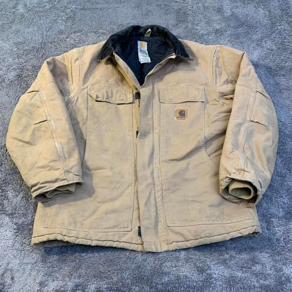 Tan Brown Carhartt Detroit Jacket With Corduroy Collar‎ Large